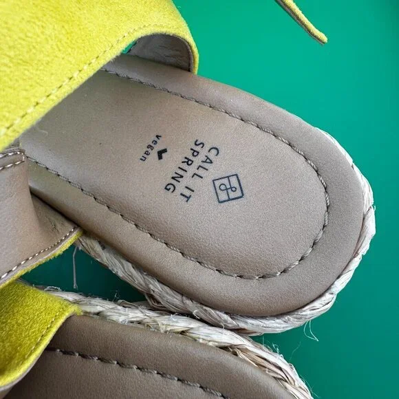 NWOT WOMEN'S "CALL IT SPRING" ANKLE STRAP PLATFORM WEDGE SANDAL YELLOW, SIZE 8 - Picture 9 of 10